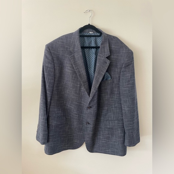 Oak Hill Blue Textured Business Casual Sport Coat Blazer Big & Tall 4XL